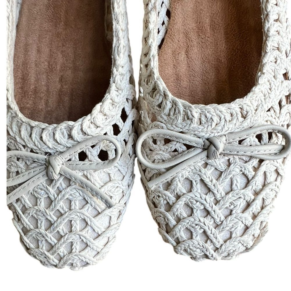 Anthropologie Kelsi Dagger Brooklyn Frankie Crochet White Ballet Flats Sz 7.5 - Picture 4 of 7